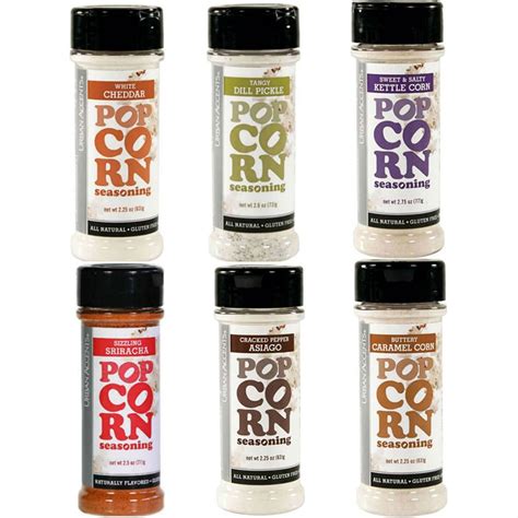 Gourmet Popcorn Seasoning Variety Pack All Natural 6 Flavors Dill