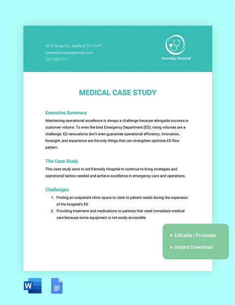 Medical Case Study Format