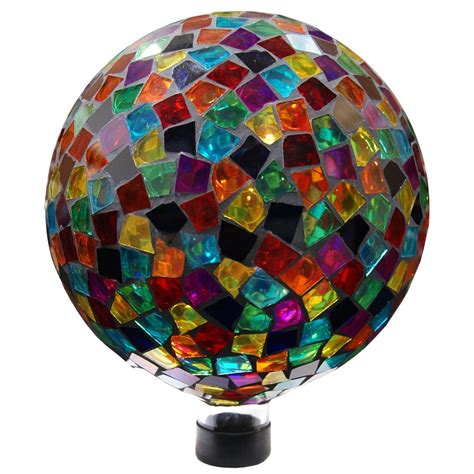 10 Inch Mosaic Gazing Globe Red Blue Yellow