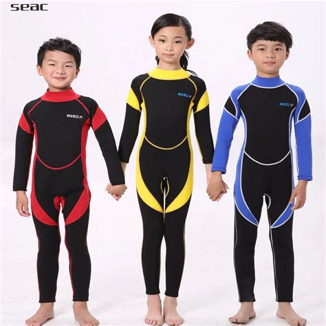 25mm Warm Neoprene Wetsuits Kids Swimwears Diving Suits Long Sleeves