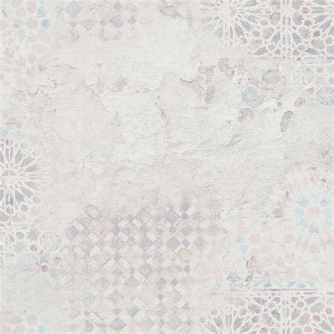 Distressed Textured Tile Patten Grey Blue Wallpaper Metropolitan