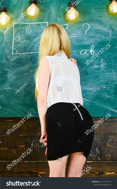 Woman Nice Buttocks Teaching Mathematics Sexy Stock Photo