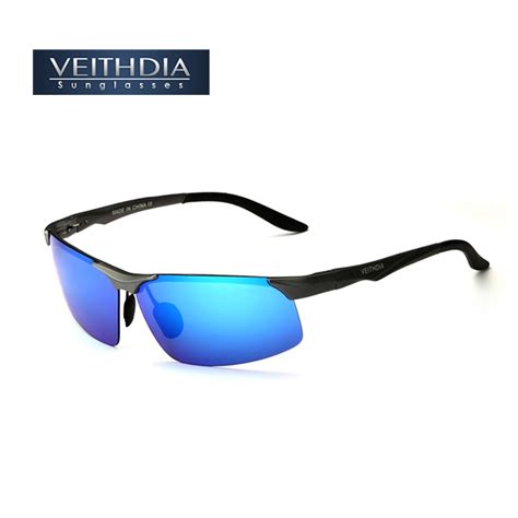 Veithdia Aluminum Magnesium Polarized Mens Sunglasses Sun Glasses Night Driving Blue Red Mirror