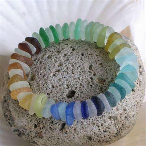 Natural Sea Glass Rare Colors 7 Inch Stretch By Tidelinedesigns Sea Glass Beach Sea Glass Art