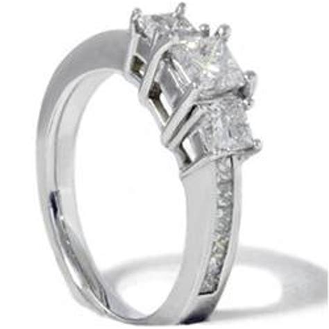 Princess Cut Diamond Engagement Ring 3 Stone 1 12ct 14k White Gold