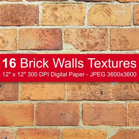 16 Brick Walls Textures Digital Paper Pack With New Old And Vintage