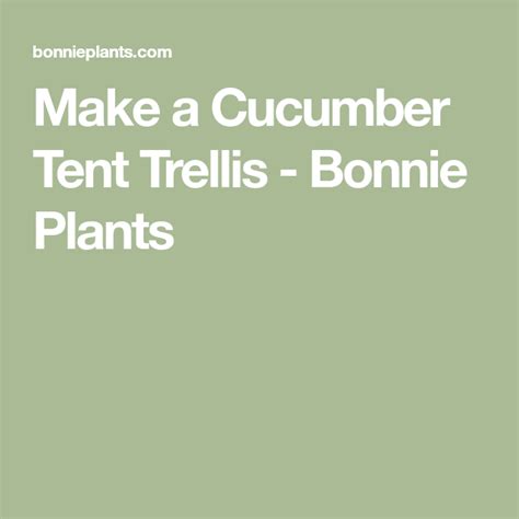 Make A Cucumber Tent Trellis Bonnie Plants In 2020