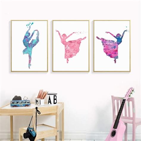 Ballet Girls Dancing Posters Color Splash Abstract Canvas Prints Wall