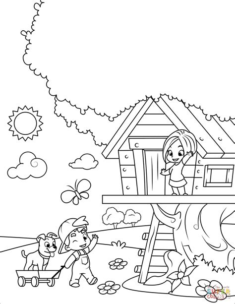 You can comment, issues or maybe you want to give us suggestion, just let us know it. Boy and Girl Playing in a Tree House coloring page | Free Printable Coloring Pages