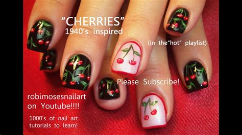 Nail Art Tutorial Easy Cherry Nails Cherries Nail Design Youtube