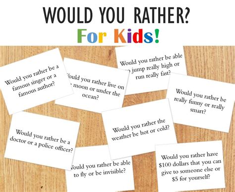 Would You Rather For Kids | Etsy | Would you rather, Question cards, Would you rather questions