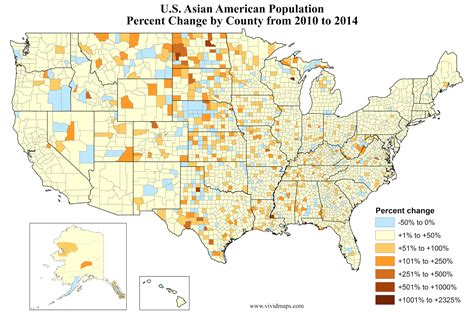 Asian American Population Percent Increase By County Vivid Maps