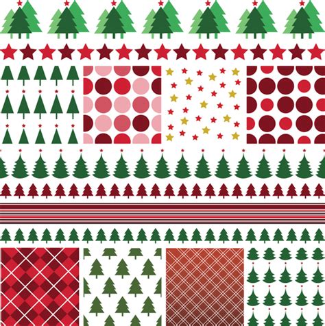 Simple Christmas Pattern Set Vector Download