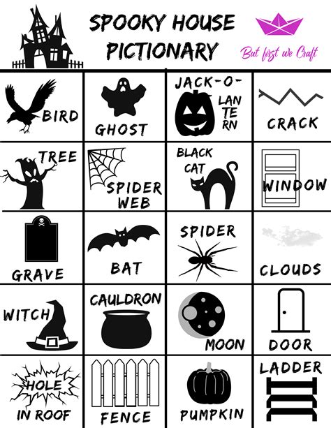🦇spooky House Pictionary 👻free Printable Game🎃 But First We Craft