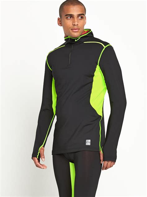 Nike Mens Hyperwarm Dri Fit Max Hooded Quarter Zip Top In Black For Men