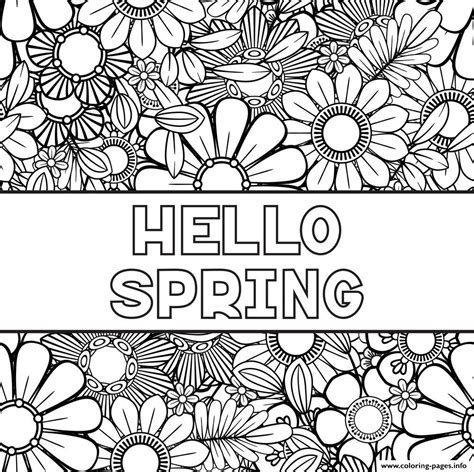 600x647 springtime pictures to color coloring page sporturka springtime. Hello Spring Flowers Coloring Pages Printable