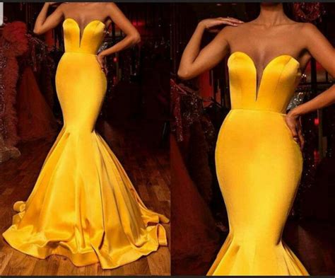 Yellow Mermaid Prom Dress Wedding Reception Dress Etsy