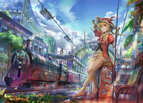 Anime Girls Anime Fuji Choko Train Train Station
