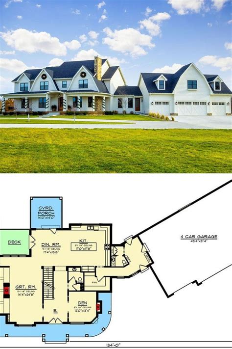 5 Bedroom Two Story Modern Farmhouse With Gambrel Roof Floor Plan