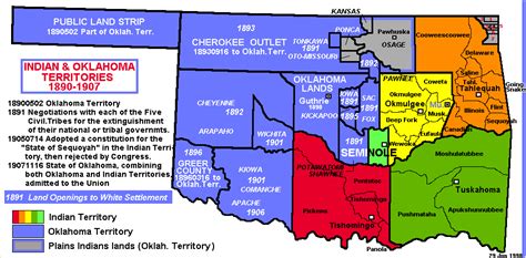 Oklahoma Territory Land Rush Oklahoma Land Openings Map 1889 1907