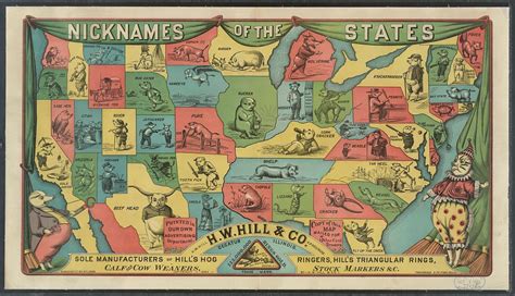 Nicknames Of The States By Hw Hill And Co Maps On The Web