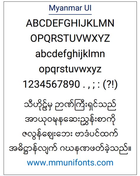 Myanmar Ui Regular Myanmar Unicode Font Myanmar Unicode Support