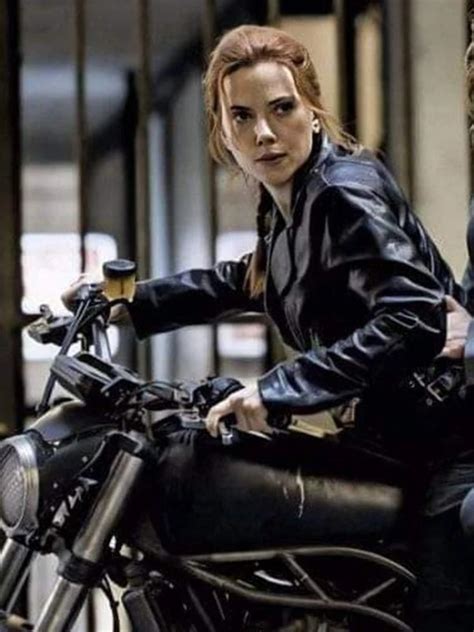 Scarlett Johansson Black Widow 2021 Movie Natasha Romanoff Black Biker