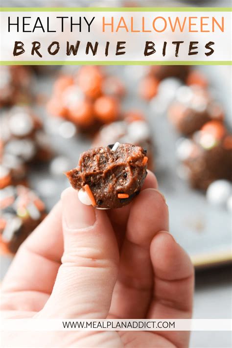 Healthy Halloween Brownie Bites No Bake Recipe Meal Plan Addict