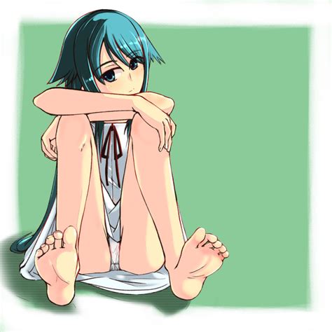 Saya Saya No Uta Saya No Uta Highres 1girl Barefoot Feet Green Eyes Green Hair Long