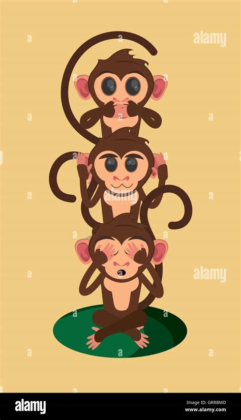 Three Wise Monkeys Cartoon Stock Vector Image And Art Alamy