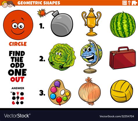 Circle Shape Objects Educational Task For Kids Vector Image