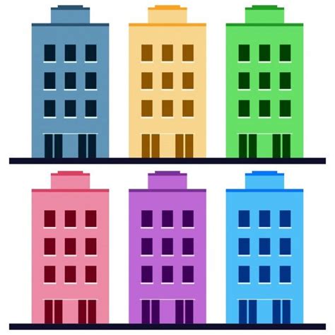 Edifício colorido de vários andares elemento plano ícone jogo
