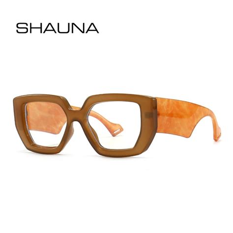 Shauna Fashion Oversized Polygon Square Women Glasses Frame Clear Anti Blue Light Men Optical