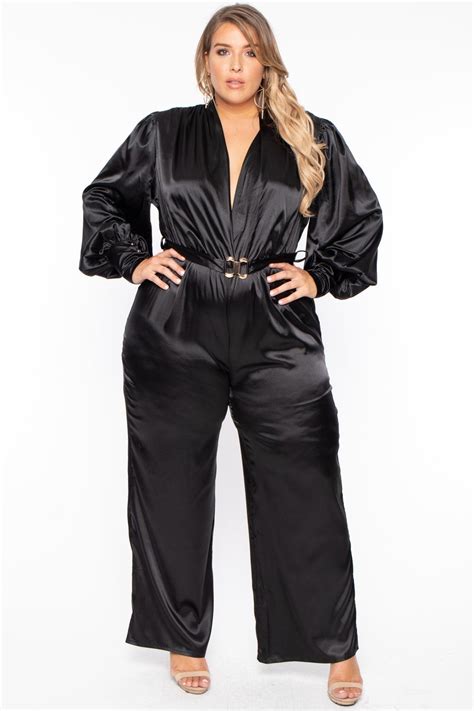 Plus Size Maya Satin Jumpsuit Black Satin Jumpsuit Black One Piece Jumpsuit Jumpsuit