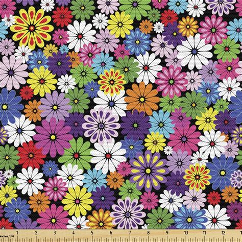 Flower Fabric By The Yard Floral Vivid Pattern With Colorful Flowers