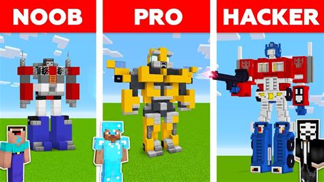 Minecraft Battle Noob Vs Pro Vs Hacker Transformers In Minecraft