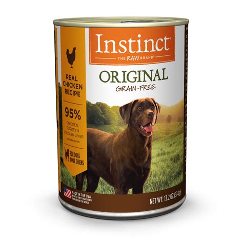 As a group, the brand features an average protein content of 65% and a mean fat level of 12%. Instinct Grain-Free Chicken Formula Canned Dog Food by ...
