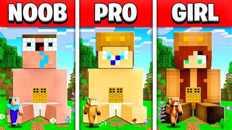 Noob Vs Pro Vs Girl Friend Baby Minecraft House Battle Build