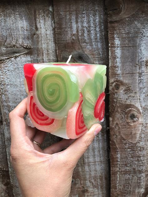 Swirl Candlecolourful Candlepattered Candlecube Etsy Fancy Candles
