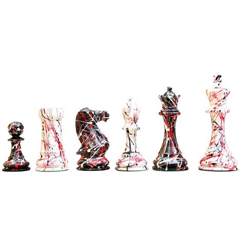 Staunton Chess Set In Painted Boxwood With Colorful Accents