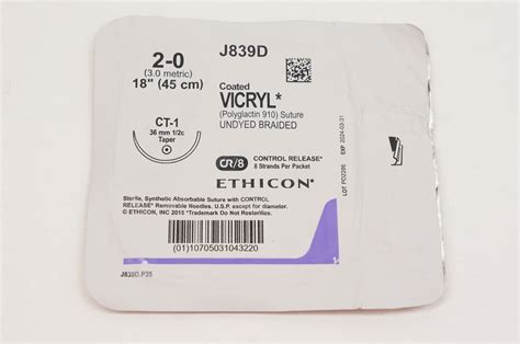 Ethicon J839d 2 0 Vicryl Ct 1 36mm 12c Taper 18inch Imedsales