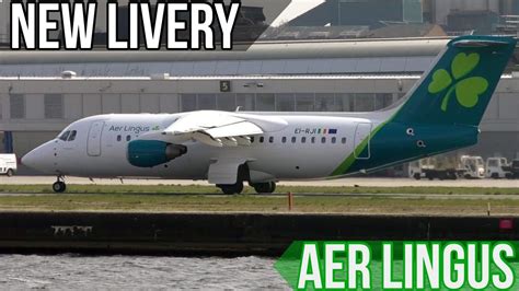 Aer Lingus Bae 146 In The New Livery Landing And Takeoff At Lcy Youtube