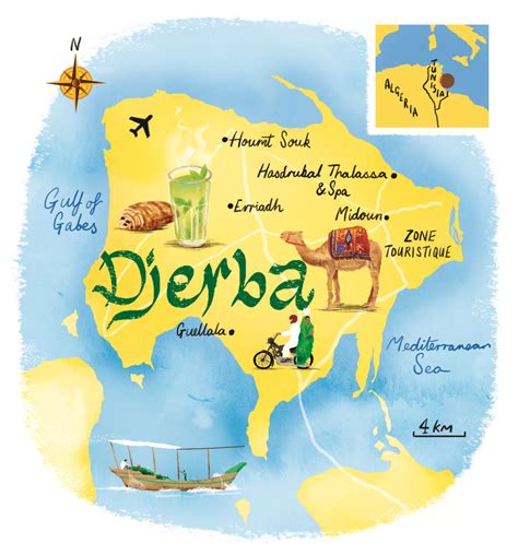 Djerba Map By Scott Jessop October 2013 Issue Carte Et Plan Carte