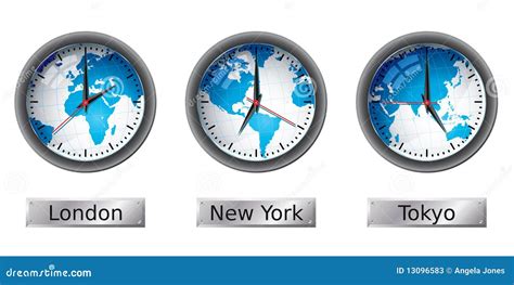 Time Zone Clocks. Modern Wall Round Clock Face, Time Zones Day And ...