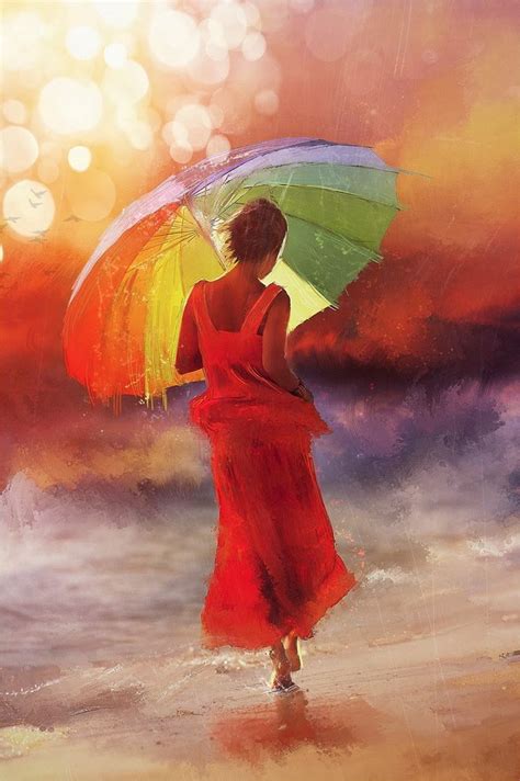 Red Woman With Colored Umbrella Kami Garcia Under My Umbrella Singing