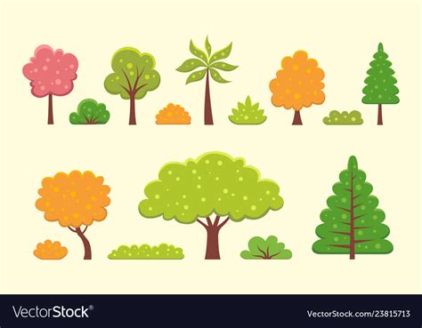 Collection Of Trees And Bushes In Royalty Free Vector Image