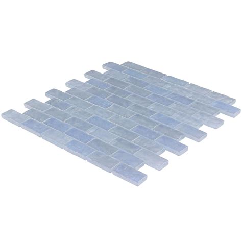 1x2 Brick Gray Light Blue Frosted Glass Mosaic Tile Mto0086