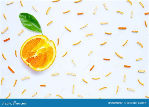 Orange Peels On White Background Stock Image Image Of Bright Citrus
