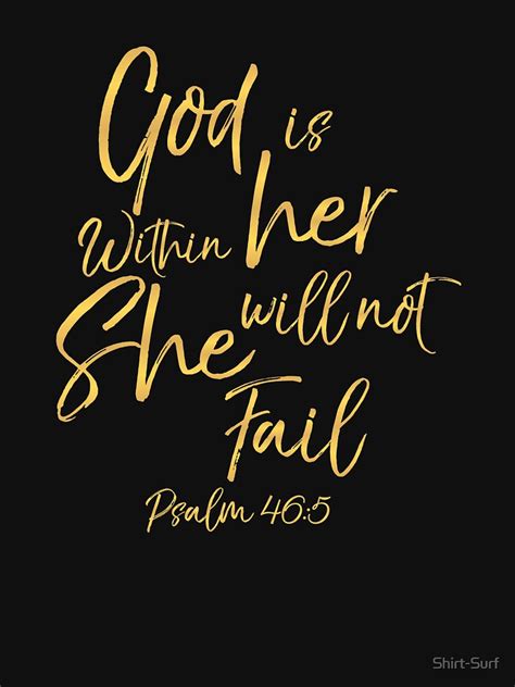 A Black Background With Gold Lettering That Says God Is Within Her She