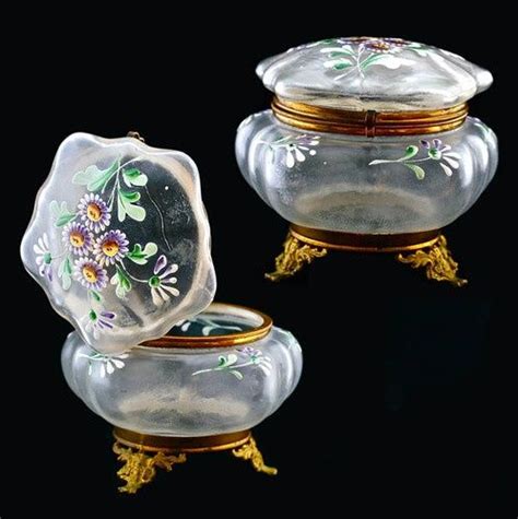 Antique Victorian Trinket Boxes Beautiful Antique Victorian Era Trinket Box Satin Glass Box